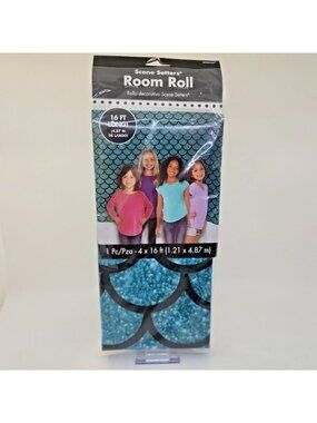Scene Setters Mermaid Scales Wall Decoration Room Roll for Photo Backdrop 16 FT
